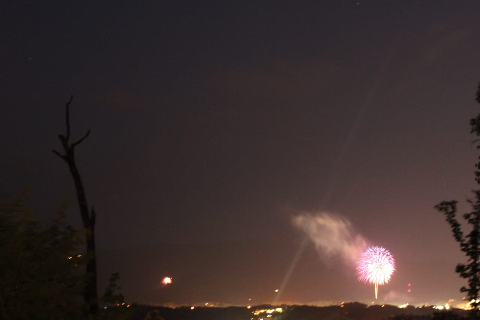 Dollywood fireworks visible from the cabin deck